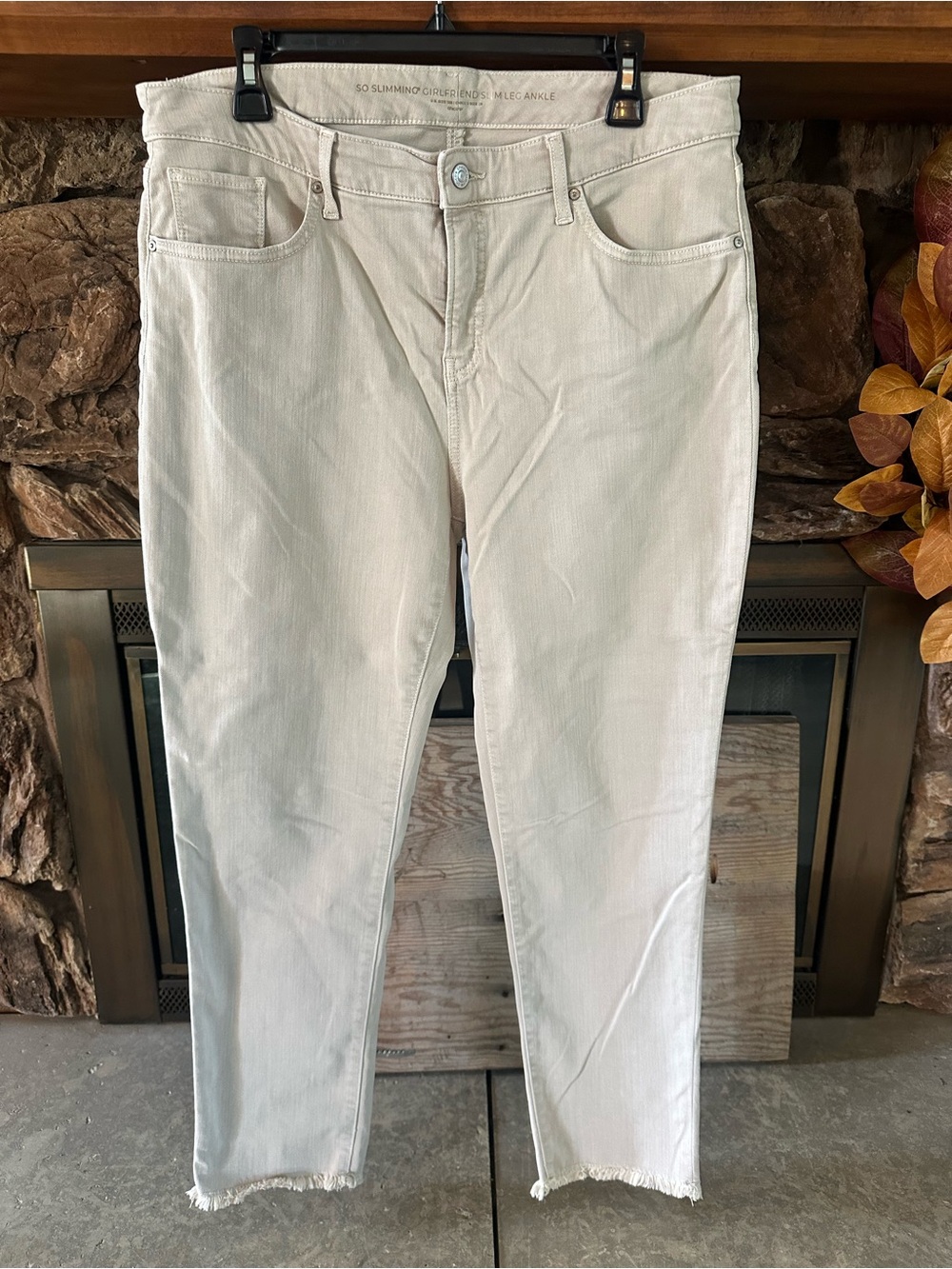 Chico's Slim Straight Jeans in Light Tan
